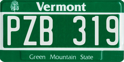VT license plate PZB319