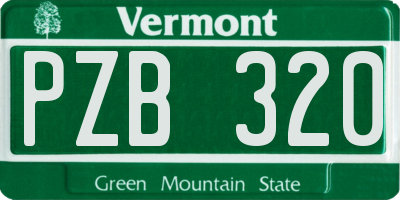 VT license plate PZB320