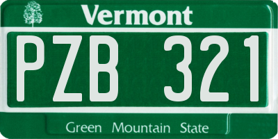 VT license plate PZB321