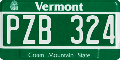 VT license plate PZB324