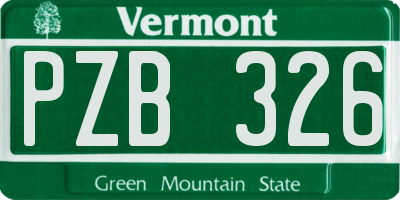 VT license plate PZB326