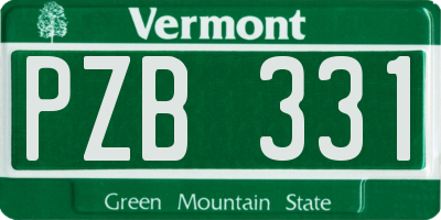 VT license plate PZB331