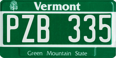 VT license plate PZB335