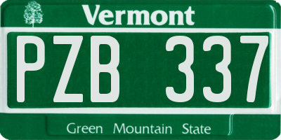 VT license plate PZB337