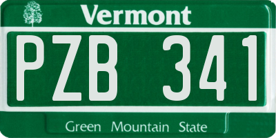 VT license plate PZB341