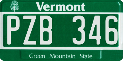 VT license plate PZB346