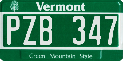 VT license plate PZB347