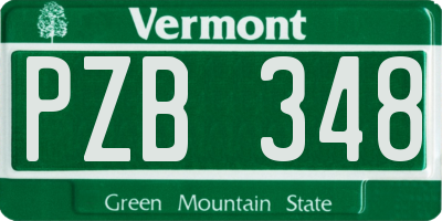 VT license plate PZB348