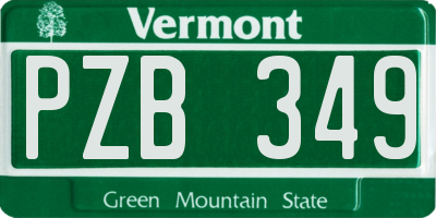 VT license plate PZB349