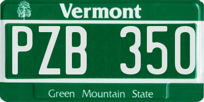 VT license plate PZB350