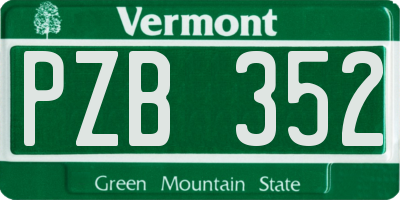 VT license plate PZB352