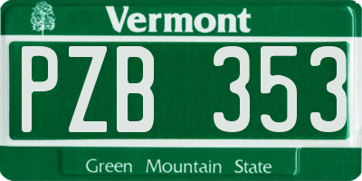 VT license plate PZB353