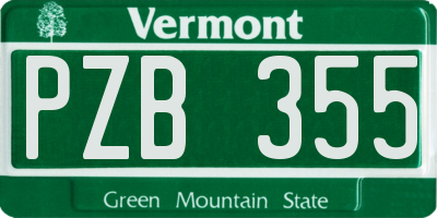 VT license plate PZB355
