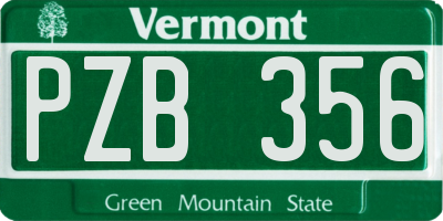 VT license plate PZB356