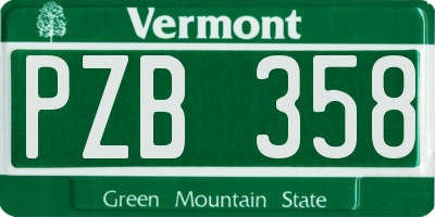 VT license plate PZB358