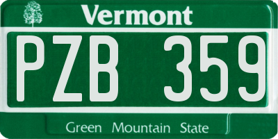VT license plate PZB359