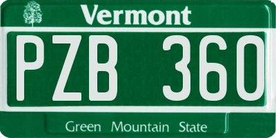 VT license plate PZB360