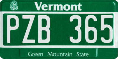 VT license plate PZB365