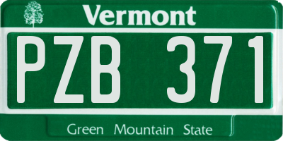 VT license plate PZB371