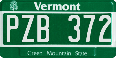 VT license plate PZB372