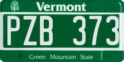 VT license plate PZB373