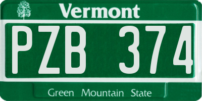 VT license plate PZB374