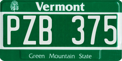 VT license plate PZB375