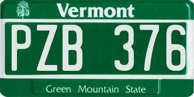 VT license plate PZB376