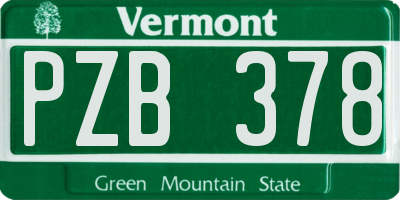 VT license plate PZB378