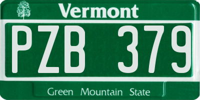 VT license plate PZB379