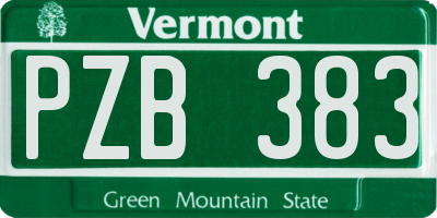 VT license plate PZB383