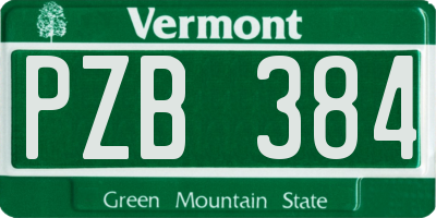 VT license plate PZB384