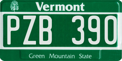 VT license plate PZB390