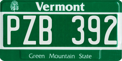 VT license plate PZB392