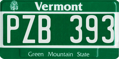 VT license plate PZB393