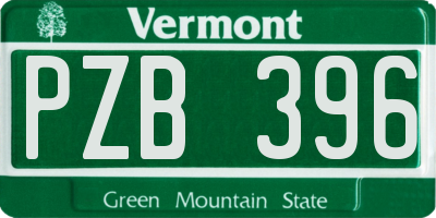 VT license plate PZB396