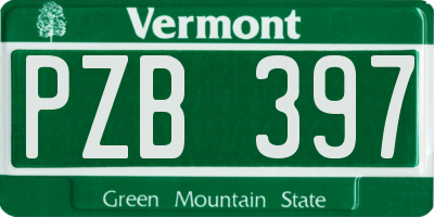 VT license plate PZB397