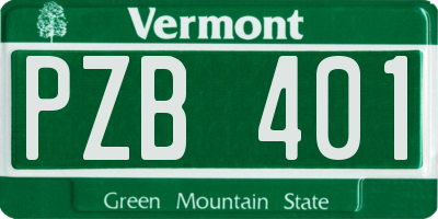 VT license plate PZB401