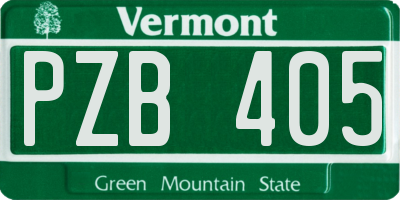 VT license plate PZB405