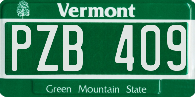 VT license plate PZB409