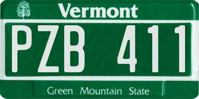 VT license plate PZB411