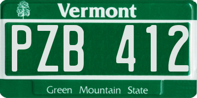 VT license plate PZB412
