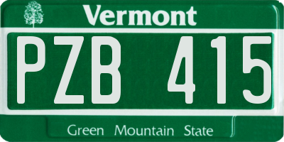 VT license plate PZB415