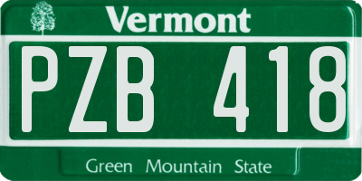 VT license plate PZB418