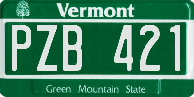 VT license plate PZB421