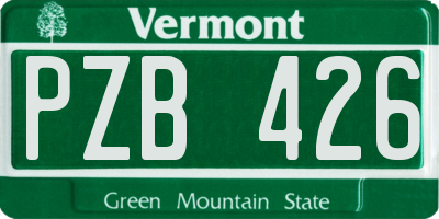 VT license plate PZB426