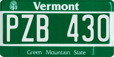 VT license plate PZB430