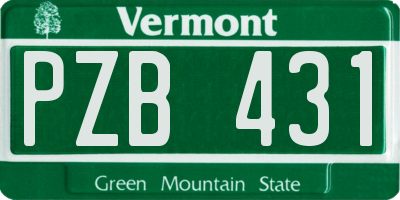VT license plate PZB431