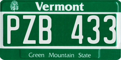 VT license plate PZB433