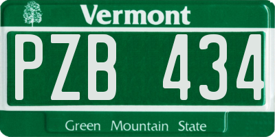 VT license plate PZB434